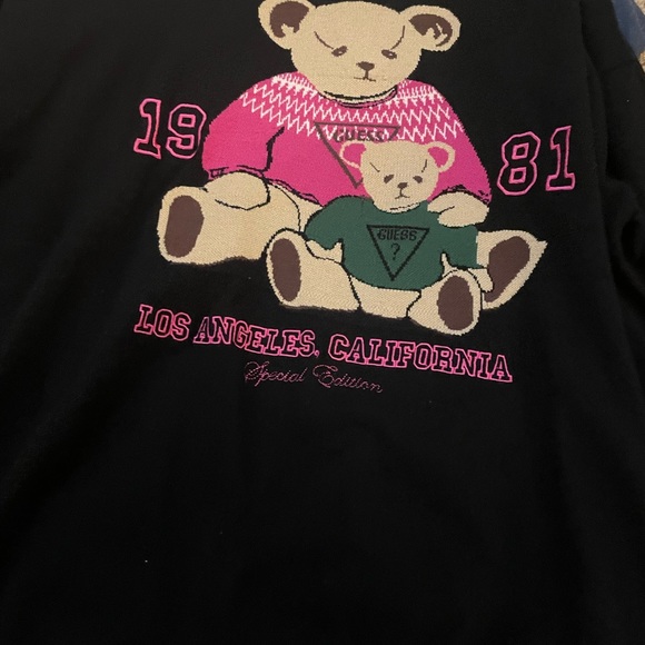 GUESS Originals Colleen Bear Knit Sweater Black Embroidered | New w/ Tags - Picture 2 of 2